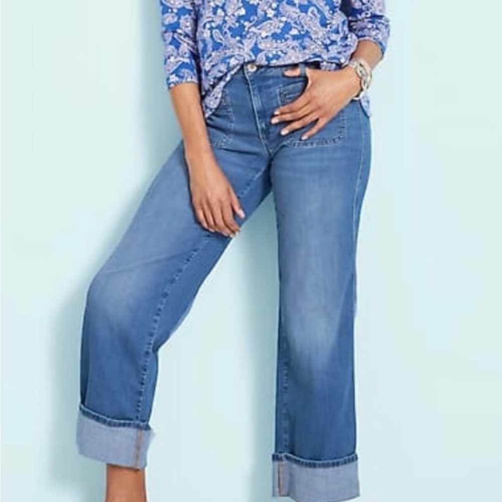 NWT LADIES J. Jill Wide Leg Cropped Jeans | 10P | Rivera Wash